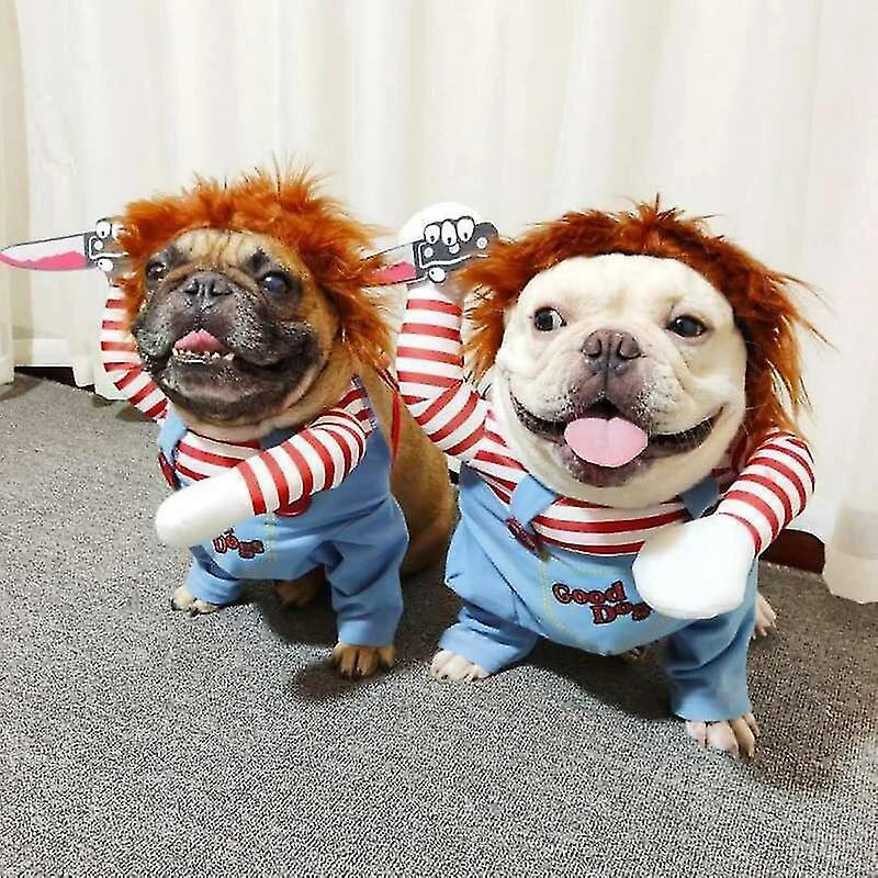 Halloween Dog Costumes Funny Pet Clothes With Wig Pets Dogs Costume Party Dress Up Supplies For Medium Large Dogs Bulldog Pug S - Image 3
