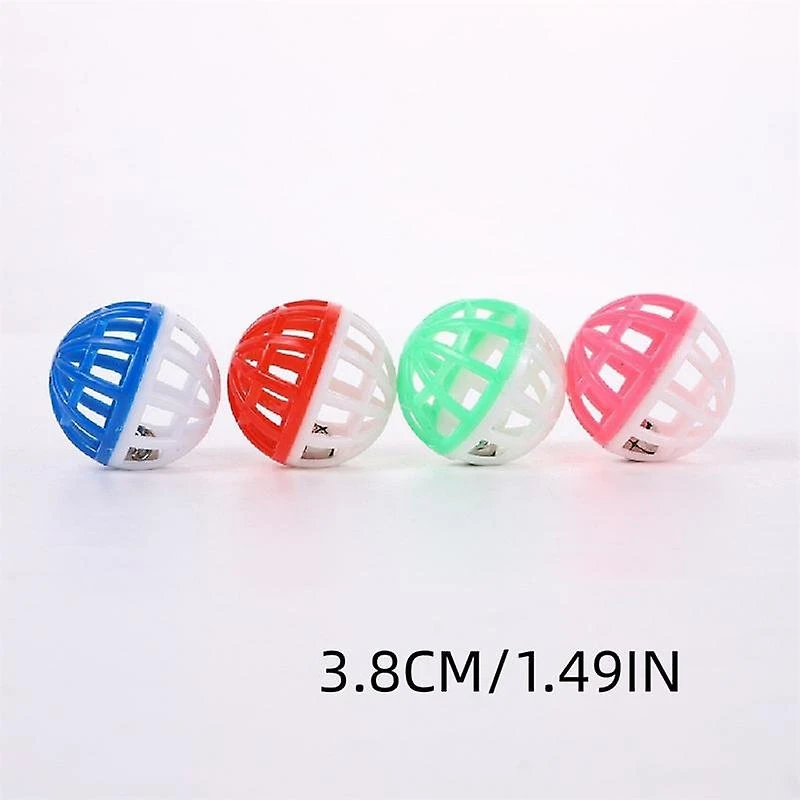 Pet Play Balls Plastic Cat Kitten With Jingle Bell Pounce Rattle Toy Plush Cat Toy Set Cat Toys Interactive - Image 4