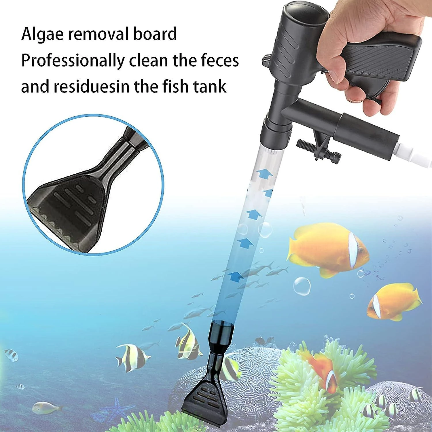 Aquarium Gravel Cleaner, Aquarium Water Changer With Air Pressure Button Water Flow Regulator With Long Nozzle,2024 Ping - Image 4