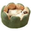Round Fluffy Pet Bed Cactus Petal Shape For Small Medium Dogs Cats Plush Bed L Green