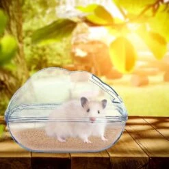 1 Pcs Hamster Sand Bath Container With Shovel Hamster Bathroom Hamster Sand Bathroom Hamster Litter Tray Small Pet Bathtub For Syrian Hamster Guinea P