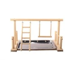 Perch Gym Stand With Stainless Steel Tray Playground Wood Animal Play