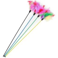 4pcs Colorful Feather Cat Toy Set Teasers For Playful Cats