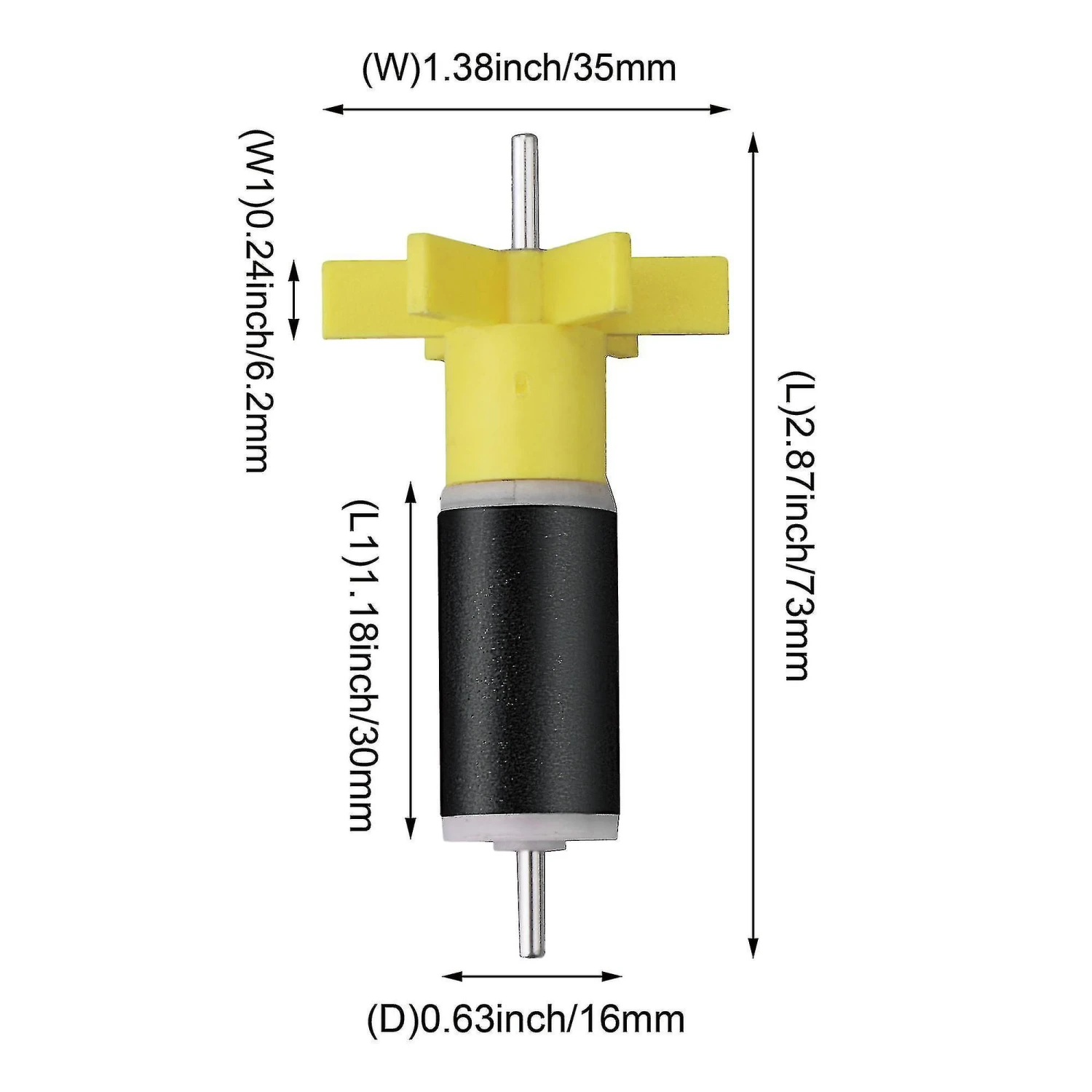 Yellow 16mm Impeller Rotor Spare Replacement Aquarium Filter Part--