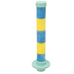 Bird Cage Stand For Parrot Budgies Parakeet Cockatiels - Blue Yellow, Pet Bird Perch With Quartz Sand For Paw And Beak Grinding