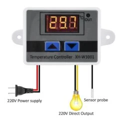 2pcs Xh-w3001 Digital Temperature Controller With Sensor Ac110v-220v Thermostat Temperature Switch