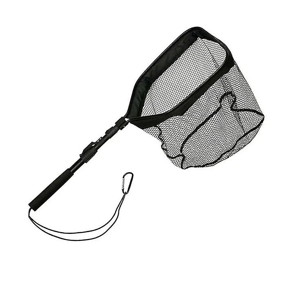 Retractable Fishing Net Telescopic Folding Landing Net Pole Folding Landing Net Fishing Black