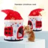 Hamster Bed Plush Large Space Moisture-proof Bottom Printed Christmas Hat Pet Hamster Guinea Pig Nest
