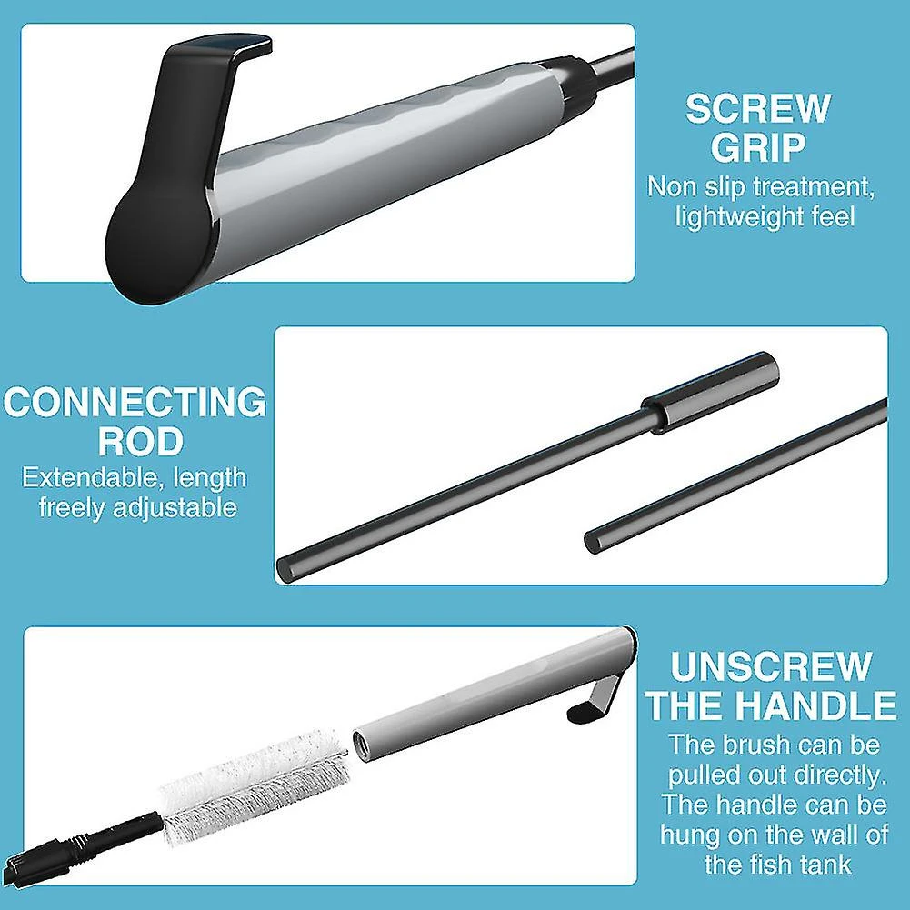 With 10 Pcs Replaceable Blades Aquarium Scraper Fish Tank Long Handle - Image 3