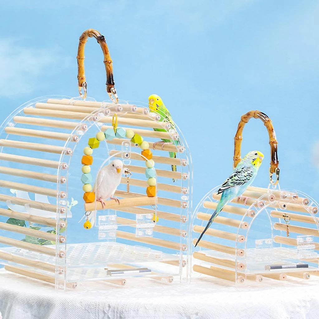 Bird Cage For Travel Portable Carry Cage Parrot Travel Nest With Tray Transparent Acrylic Budgies Outgoing Carry Case S - Image 5