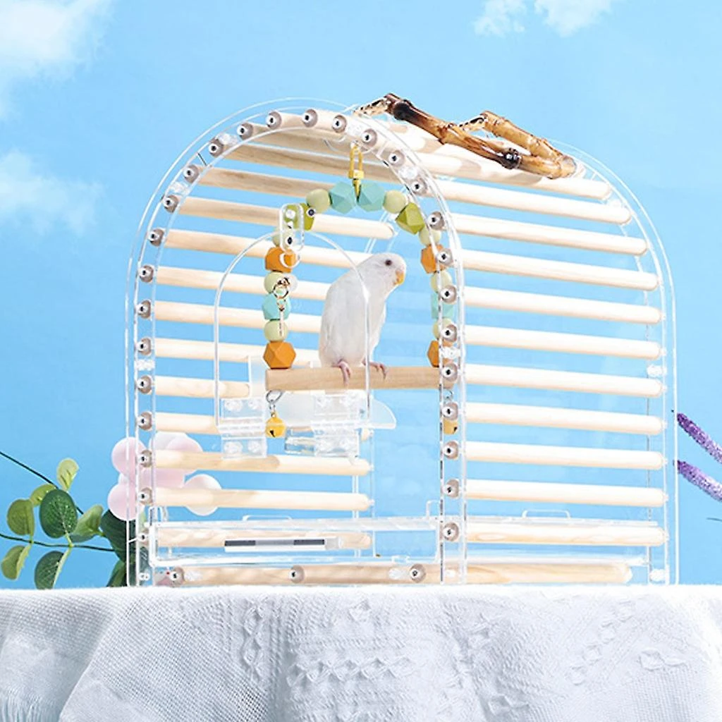 Bird Cage For Travel Portable Carry Cage Parrot Travel Nest With Tray Transparent Acrylic Budgies Outgoing Carry Case S - Image 2