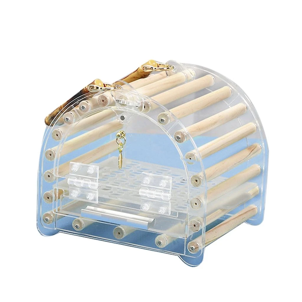Bird Cage For Travel Portable Carry Cage Parrot Travel Nest With Tray Transparent Acrylic Budgies Outgoing Carry Case S - Image 3
