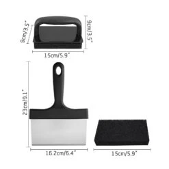 Black Friday 2023 Teppanyaki Cleaning Set With Handle Barbecue Net Sponge Brush Cleaning Shovel Set