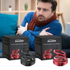 Portable Mini Kinetic Heater Auto Rotating Double Ring Solar Kinetic Heater~ Red