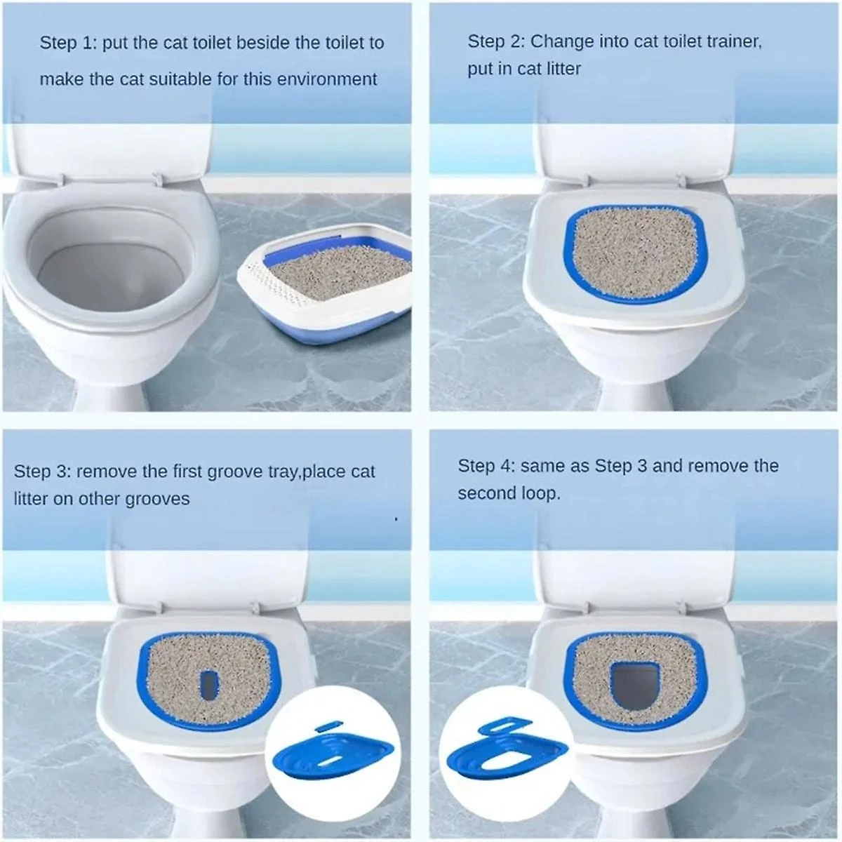 Plastic Cats Toilet Training Kit Reusable Puppy Cats Litter Mat Cats Toilet Trainer Toilet Pets Cle - Image 4