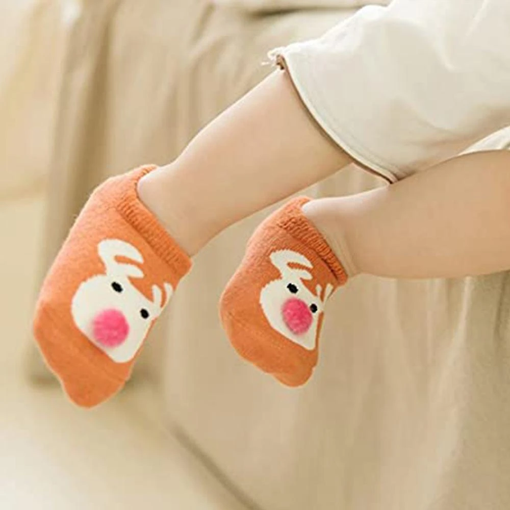 6 Pairs Thick Bottom Baby Shoes Socks Baby 0-3 Years Old Children Toddler Floor Socks Non-slip Glue Boat Socks S 6 Pairs Elk Styles - Image 4