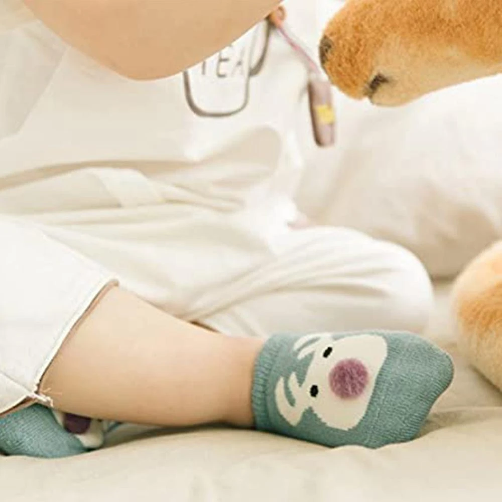 6 Pairs Thick Bottom Baby Shoes Socks Baby 0-3 Years Old Children Toddler Floor Socks Non-slip Glue Boat Socks S 6 Pairs Elk Styles - Image 3