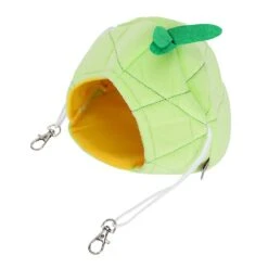 Golden Hamsters Warm House Hammock For Small Animals - Pet Winter Bed Cage For Playing And Sleeping, Green Pineapple