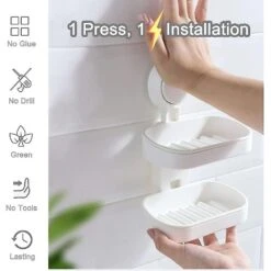 Double Layer Soap Dish Suction Cup Soap Holder-shower,soap Bar Case