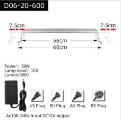 60cm Aquarium Led Lamp Aquatic Plant Tank Waterproof Light Luminaire Eu Plug