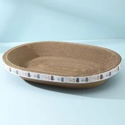 Scratching Pads Cat Scratching Board Oval Shaped Cat Scratching Pad Durable Cat Scratching Cardboard Box Cat Scratchier Comfortable Cat Scratch Toy 18.50 * 12.60 * 3.54in