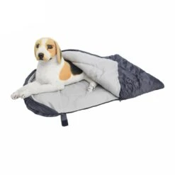 Foldable Waterproof Pet Sleeping Bag - Warm And Cozy Indoor/Outdoor Dog Sleeping Bed - Light Gray Lining - 110x70cm/43.3x27.6in