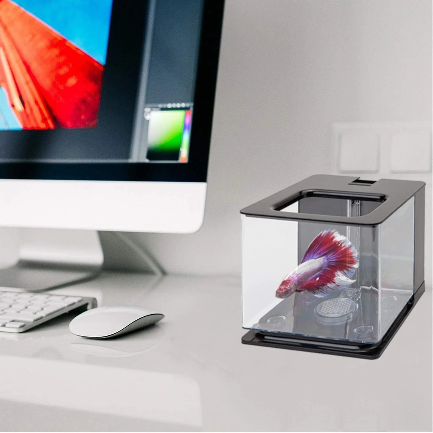 Betta Fish Tank Aquarium Fish Tank Easy To Change The Water Acrylic Plastic Self-Cleaning Small Fis - Image 2