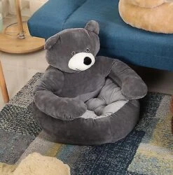 Bear-shaped Semi-enclosed Pet Bed 55CM Gray