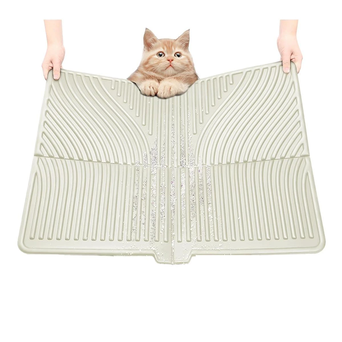Mat, Large Trapping Mat Soft On Kitty Paws, Litter Box Mat Keep Floor Clean Beige - Image 5