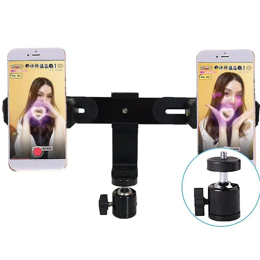 Phone Tripod Mount Dual Cell Phone Holder For Internet Celebrity Gimbal - Image 4