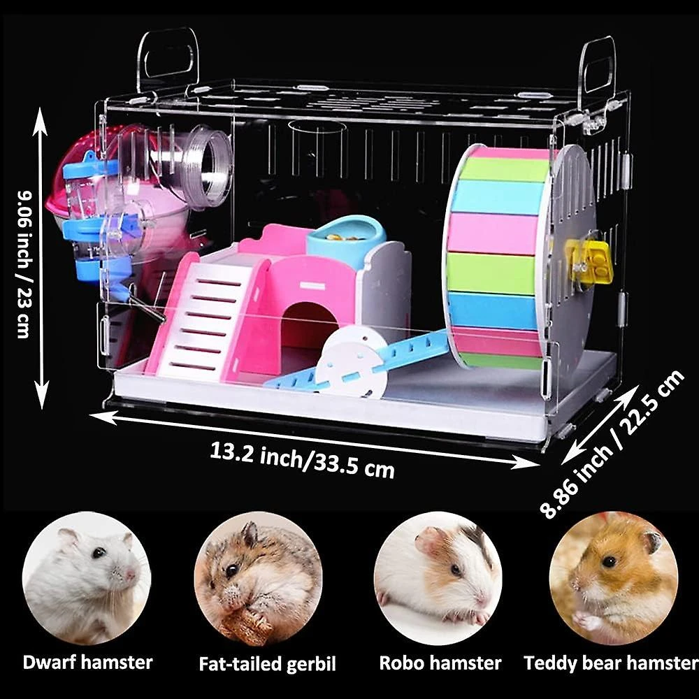 Hamster Cages For Small Pets Mouse And Gerbil Cages With Wheel, Hamster Hiding Place And Water - Image 5