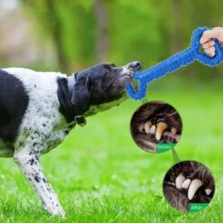 Dog Chew Toys, Indestructible Interactive Toys With Two Handles, Small And Medium-sized Dog Teeth Cleaning Anti-bite Rubber Teeth Cleaning Stick (blue