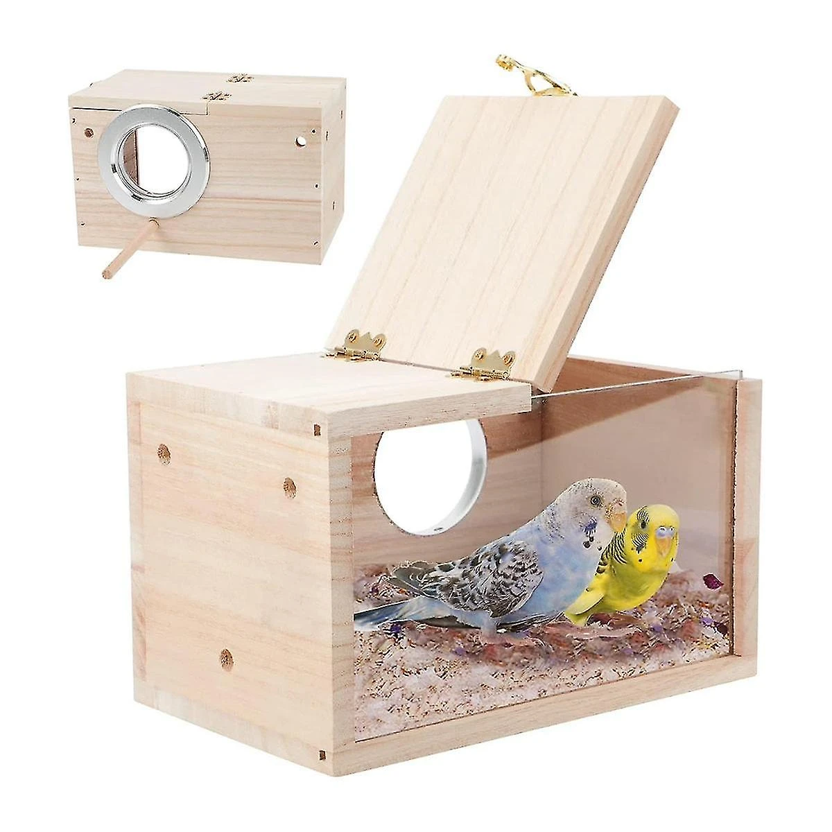 EA Parakeet Nesting Box Transparent Bird House For Cage Wood Breeding Box For Parrot Parakeet Cockatie - Image 2