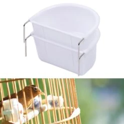 2Pcs Bird Food Feeding Dish Bird Food Tray Bird Cage Hanging Feeder Cup Durable Bird Cage Accessories For Parakeets Lovebirds 10.9cmx9.8cmx5.4cm