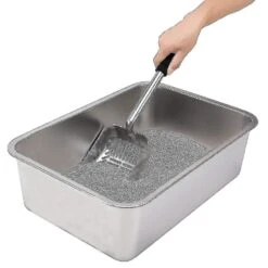 Metal Cat Litter Scoop With Deep Shovel And Long Handle Detachable Stainless Steel Non-stick Cat Li