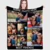 FR681 Custom Blanket With Words Picture Collage Customized Blankets, Birthday Souvenir Gifts Personalized Throw Blanket For Father, Mom, Kids, Dogs, F 50x40in 125x100cm