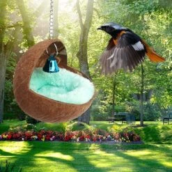 Natural Coconut Shell Bird Nest For Pet, Parrot, Parakeet, Cockatiel, Conure, Canary, Finch, Dove, Hamster, Rat, Gerbil, Mouse
