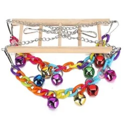Pet Small Birds Parrot Acrylic Chain Ladder Hanging Bridge Swing Bite Climbing Toy With Bells
