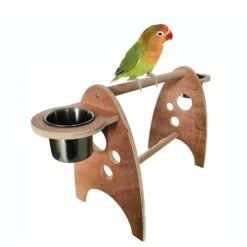 Parrot Perch Gym With Feeder Cups Tray Cage Accessory Toy Exercise Center Gifts