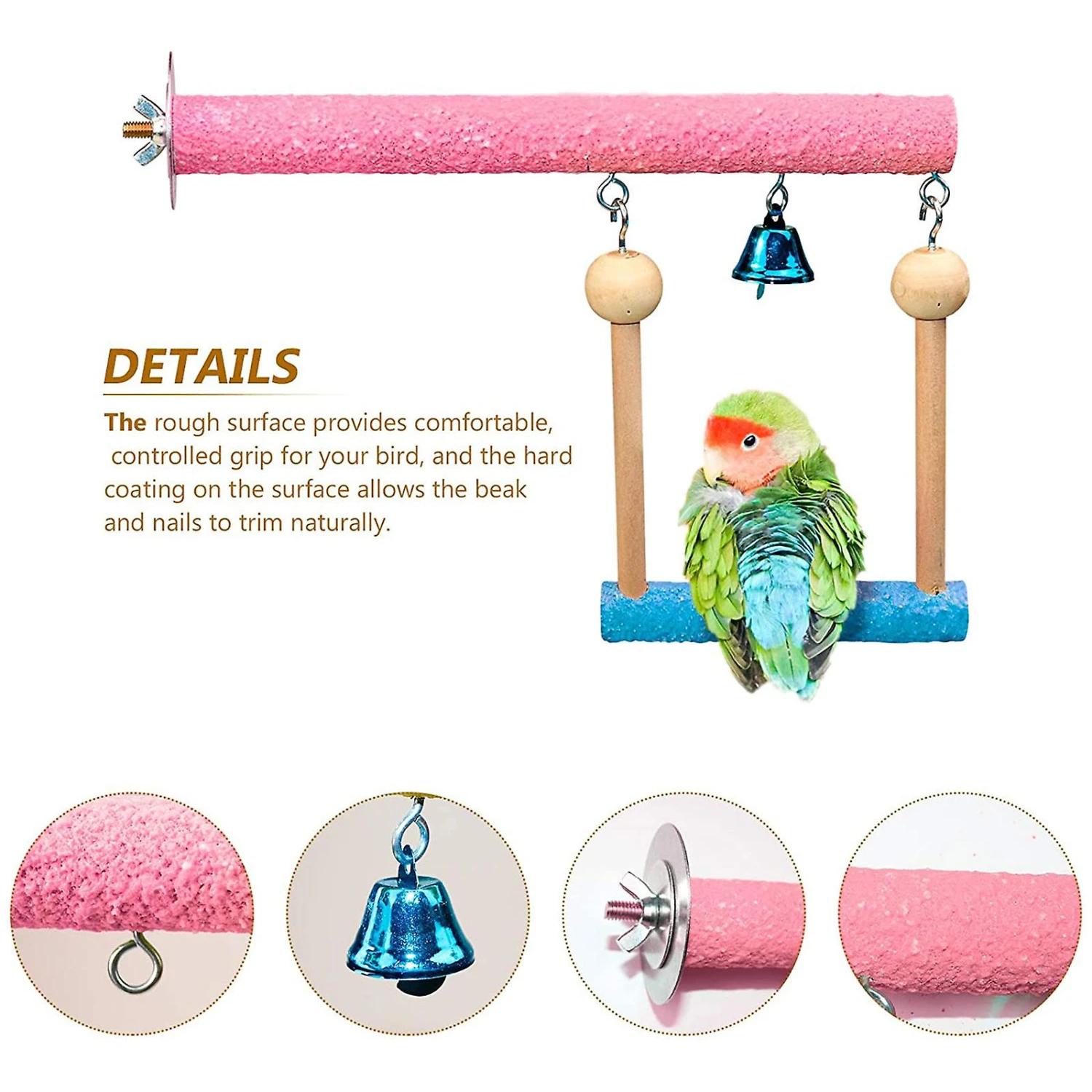Perch Stand Wooden Rough Birds Paw Grinding Standing Parrot Toy Pet Supplies - Image 4
