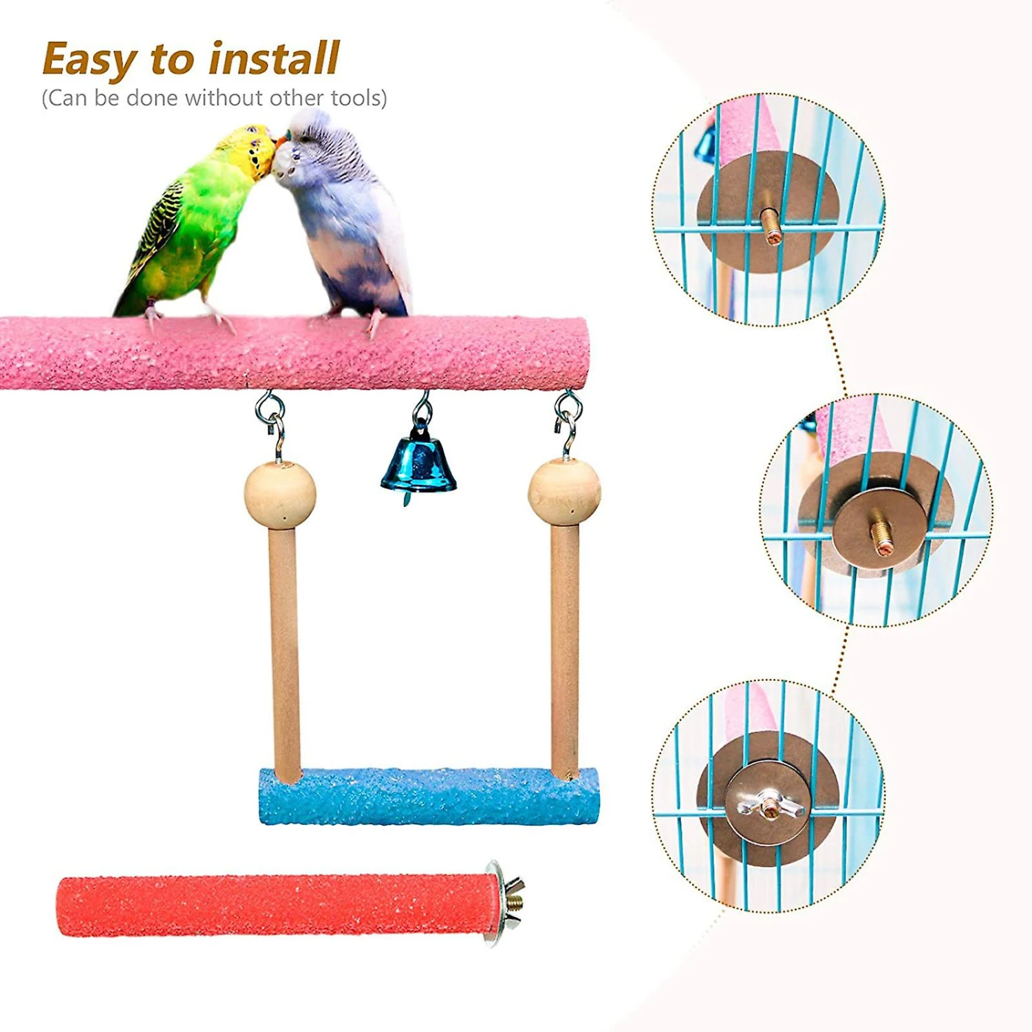 Perch Stand Wooden Rough Birds Paw Grinding Standing Parrot Toy Pet Supplies - Image 5