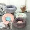 Pet Nest Soft Fluffy Cat Cave Round Plush Pet Bed Removable Pets Nest Mat Brown M