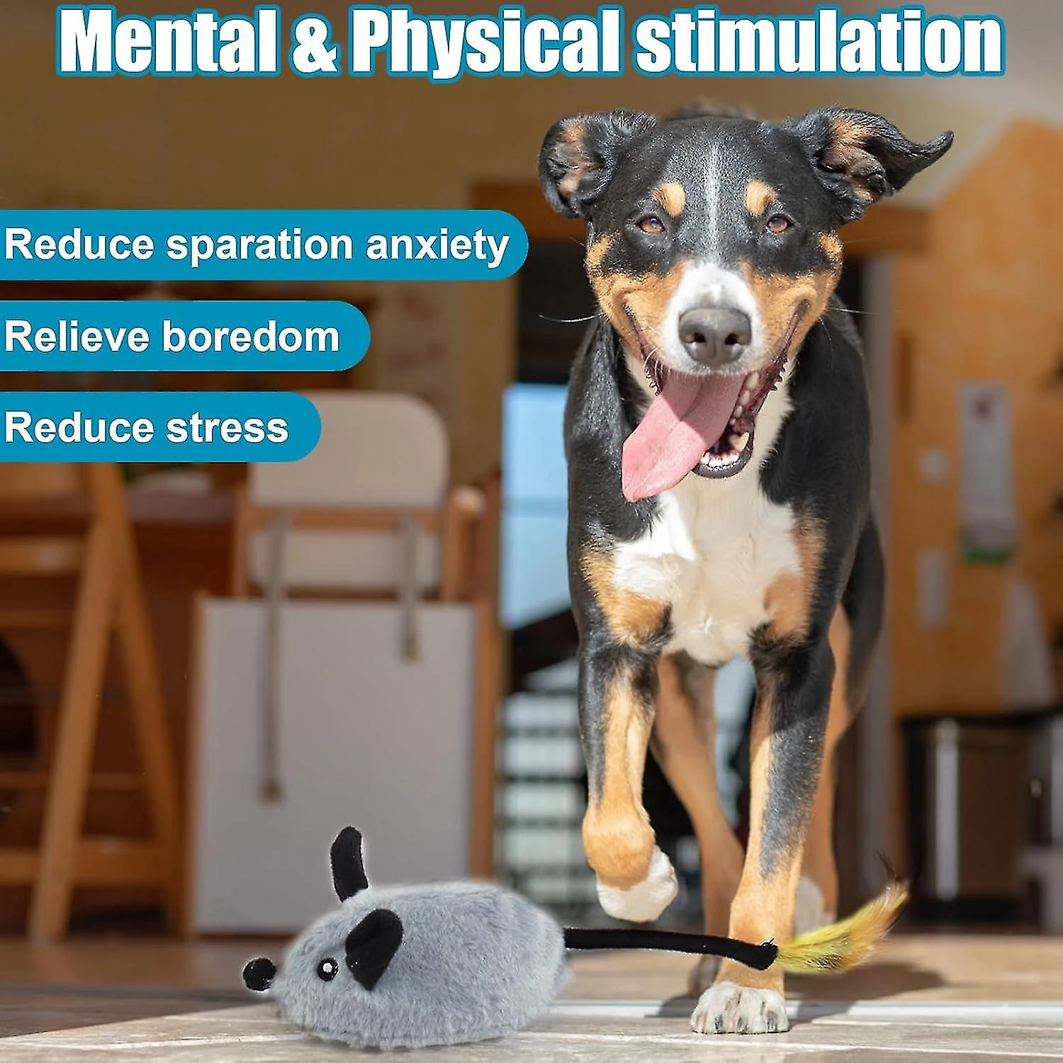 Fake Mouse Moving Dog Toy With Automatic Sensor, Dog Mouse Toy With Realistic Sound & Extended Tail,