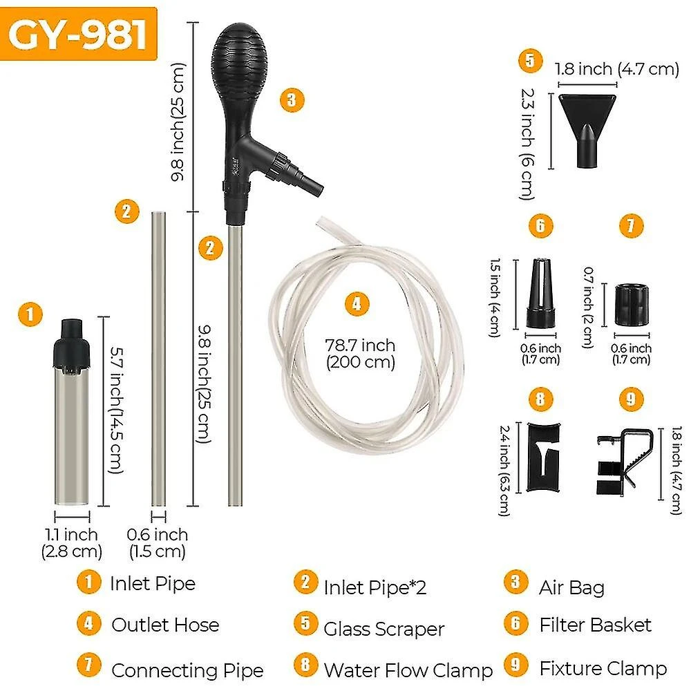 Water Changer Siphon For Fish Tank Water Filter Pump Aquarium Water Change Pump Cleaning Tool Water Flow Regulate Gravel Cleaner GY-981 - Image 3
