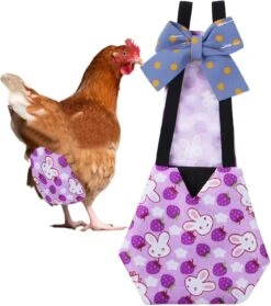 Pet Chicken Diapers Duck Diapers For Pet Ducks, Reusable Goose Clothes Washable Pet Diapers With Bow Tie For Poultry Duckling Diaper Purple XS