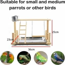 Wooden Parrot Perch, Ladder And Parrot Feeder - Parrot Cage Accessories - Bird Playground