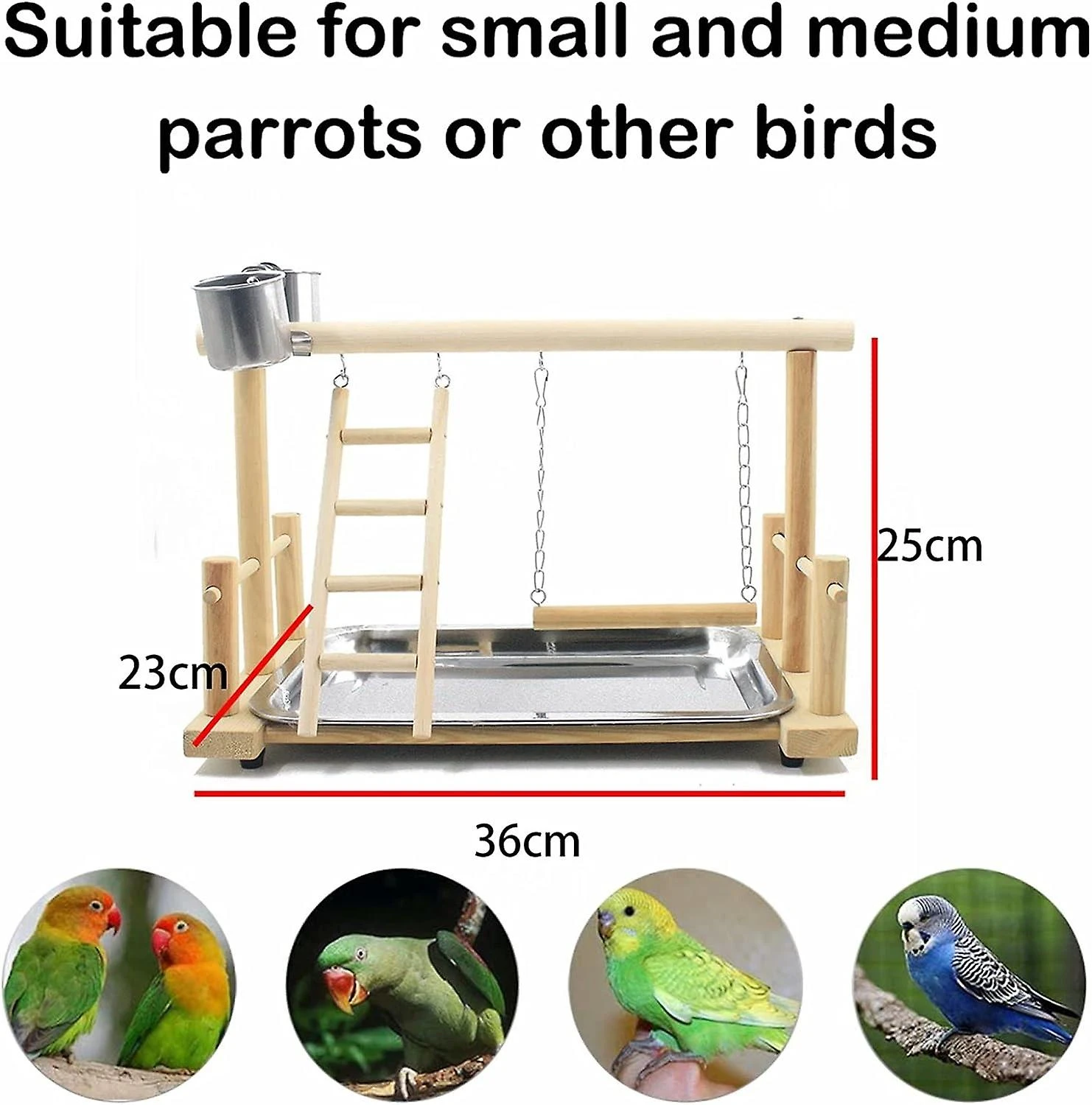 Wooden Parrot Perch, Ladder And Parrot Feeder - Parrot Cage Accessories - Bird Playground