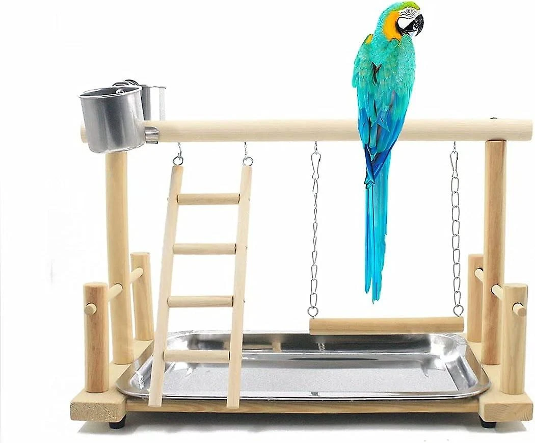 Wooden Parrot Perch, Ladder And Parrot Feeder - Parrot Cage Accessories - Bird Playground - Image 2