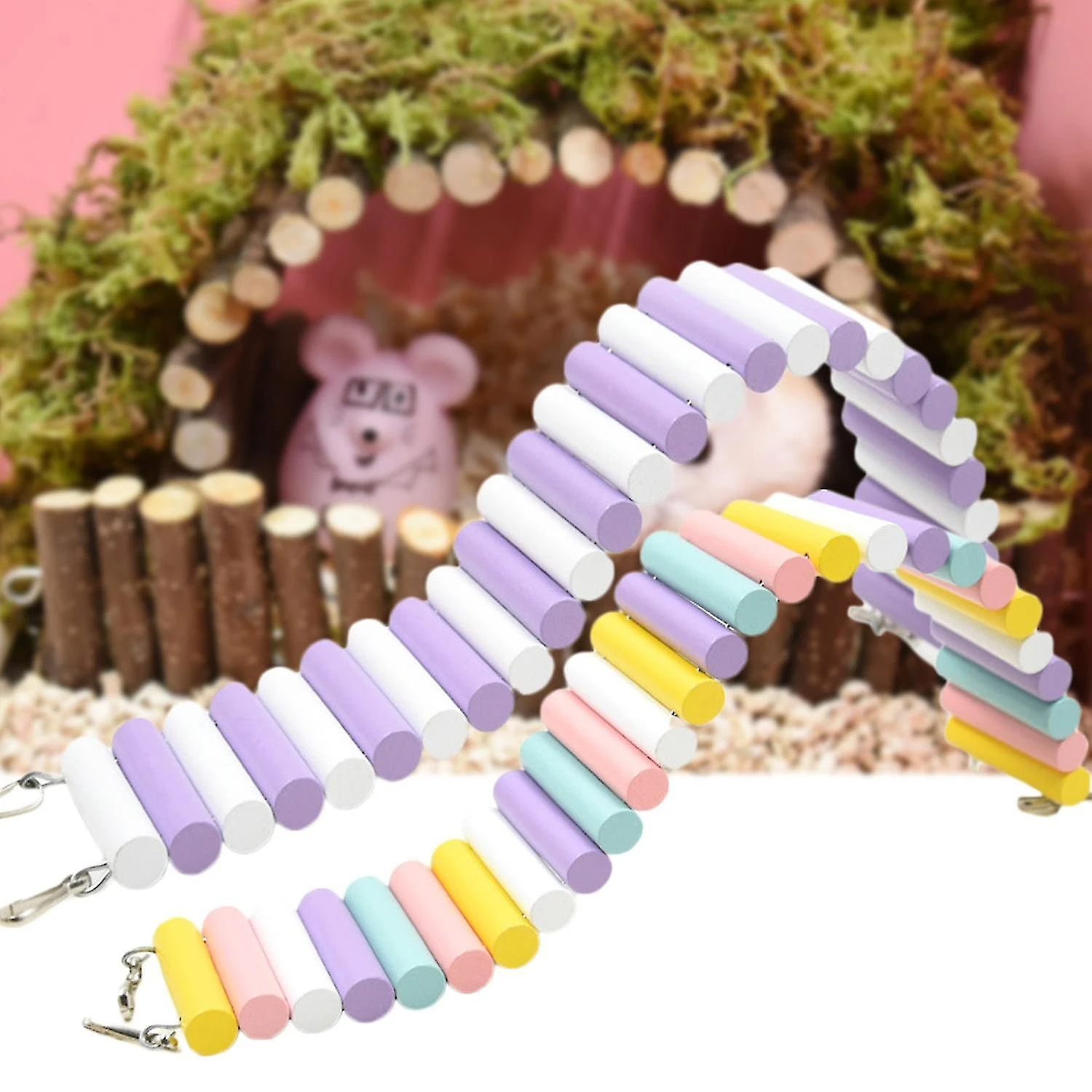 ZHOUBA Small Animal Toy Exercise Toy Cage Accessories Hamster Climbing Ladder Bridge Toy Pet Hideout 40 Cm - Image 2