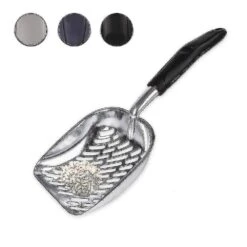 Cat Litter Shovel Solid Metal Pet Litter Shovel Durable Pet Sifting Shovel (34.5*14.4cm , Black)